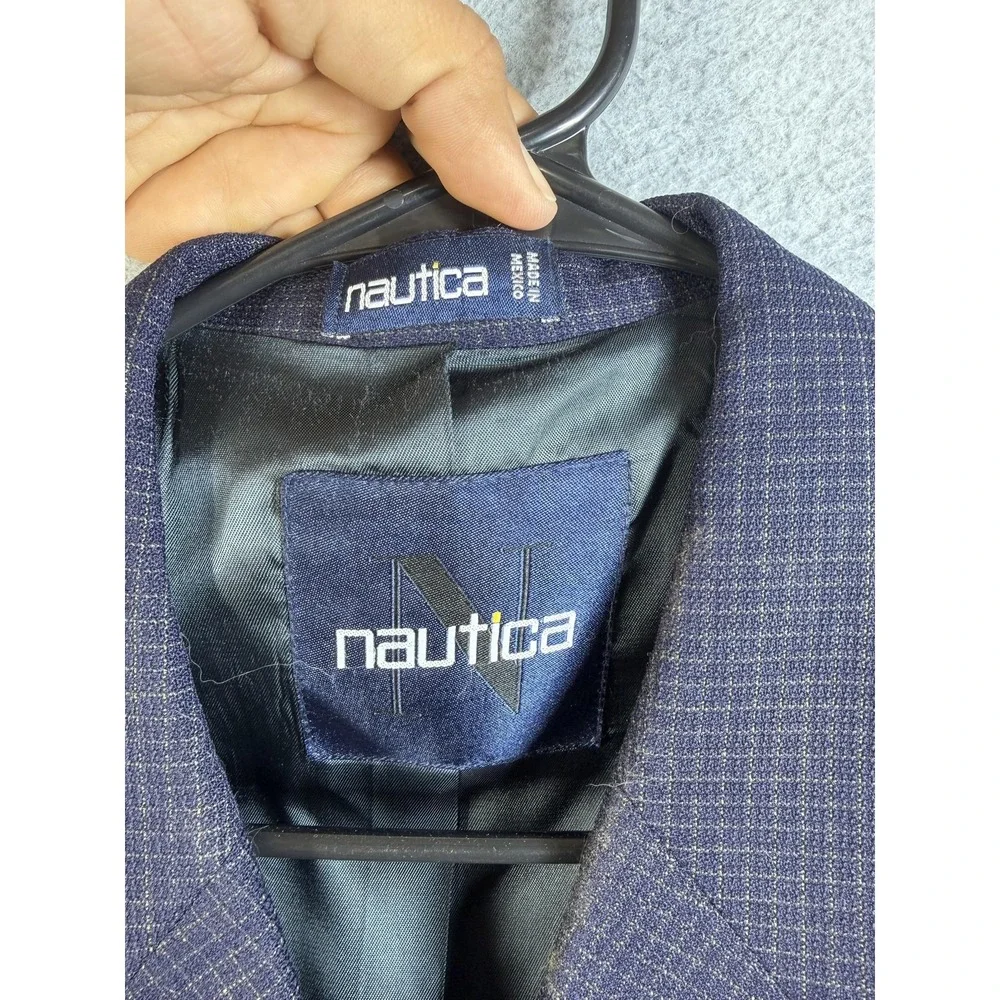 Nautica Blazer Mens 44R Blue Check Wool Sport Coat Jacket Lord &‎ Taylor Classic